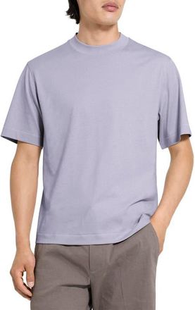 Theory Relaxed Stripe Cotton Blend T-Shirt in Gray Lilac at Nordstrom, Size Xx-Large