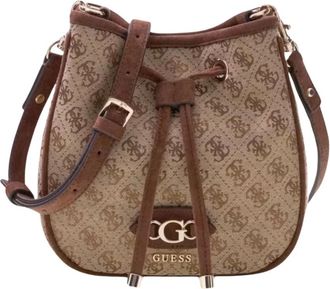 Guess Samantha Mini Drawstring Bucket - Dames - Schoudertassen - Beige - ONE Size - Polyester - Tassen