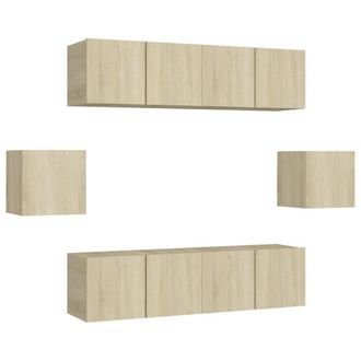 Berkfield Home 6 Piece TV Cabinet Set Sonoma Oak Engineered Wood in Light Tan