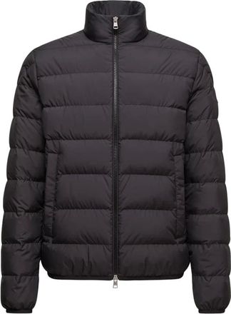 Moncler Jassen, Heren, Zwart, M, Polyester, Korte donsjas met opstaande kraag