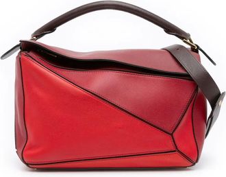 Loewe Borsa a tracolla Puzzle media in pelle di vitello tricolore 2017 - Rosso
