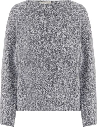Bruno Manetti Gray Textured Virgin Wool-Blend Crew Neck Sweater