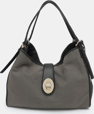 Coach Madison Black/beige Canvas And Leather Shoulder Bag