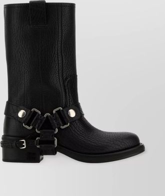 Miu Miu chunky heel mid-calf round toe boots