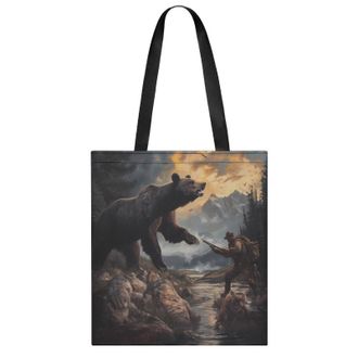 Generic Bear Hunting Womens Tote Casual Shopping Bag Lightweight Shoulder Bags Hobos Handbag for Work Travel Daily 35x40cm