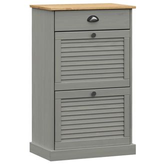 vidaXL Zapatero Vigo Madera Maciza De Pino Gris 60x35x96 Cm Vidaxl