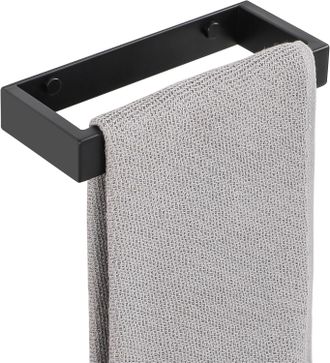 OEM Toallero De Pared Para Ba&ntilde;o, Con Adhesivo/tornillo, Sin Taladro, De Acero Inoxidable Sus304, 20 Cm, Negro Mate