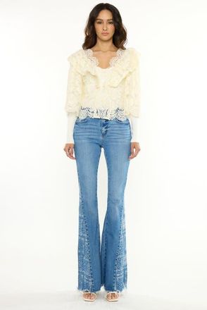 Kancan Swanie Mid Rise Wide Jeans in Medium Wash at Nordstrom, Size 27