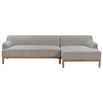 Beliani Beliani - Sof&aacute; Esquinero Elegante Tela Poli&eacute;ster Patas De Madera Sala De Estar Gris Izquierdo Sosjo