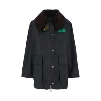 Barbour Light Jackets, female, Black, XS, Tartan Waxed Duffle Coat