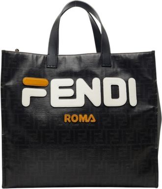 Fendi Black Pvc Wool Leather Tote Bag (Pre-Owned)