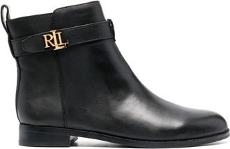 Lauren Ralph Lauren Briele leather ankle boots - women - Rubber/Calf Leather/Calf Leather/Fabric/Rubber - 5.5 - Black
