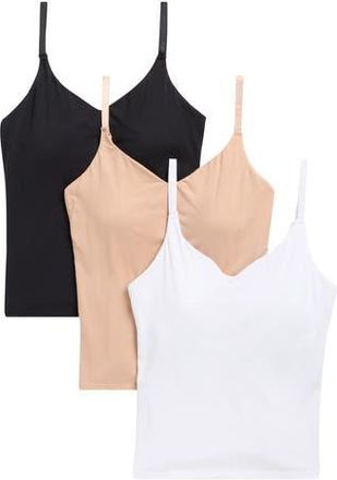 Lands End Soft Essential 3-Pack Everyday Cotton Camisoles in Clay/White/Black at Nordstrom Rack, Size X-Large