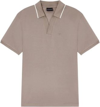 Emporio Armani Piqu&eacute; poloshirt met V-hals - Heren - Polos - Groen - XL - Katoen - Tops