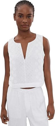 Splendid Kenzie Geo Eyelet Tank Top Womens Clothing White : XL (Womens 14-16), Cotton