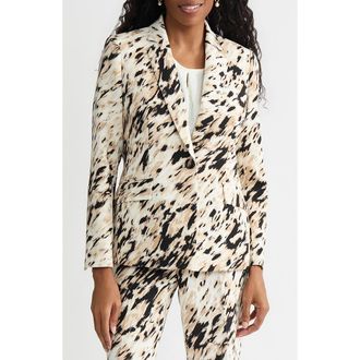 Kasper Print One-Button Jacket in Toasted Wheat Multi at Nordstrom, Size 16