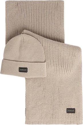 Barbour Sweeper Legacy Muts Sjaal Cadeauset - Heren - Wintersjaals - Beige - ONE Size - Accessoires