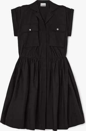 Ganni Black Dress in Cotton - Size 10/12 Organic