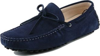 Minitoo Comfortable Loafers Shoes for Men Casual Driving Moccasins Slip-on Dress Shoes with Knot Summer Dark Blue UK 8.5