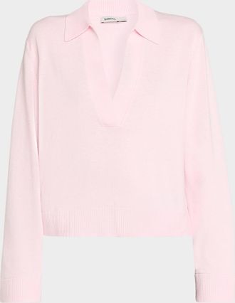 SIMKHAI Cashmere-Cotton Polo Sweater