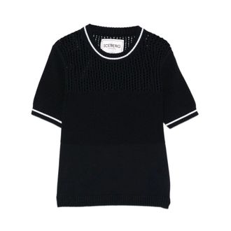 Iceberg Round-neck Knitwear, female, Blue, Size: S Iceberg Sweaters Blue