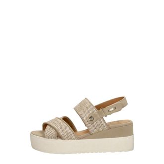 Mustang Platte Sandalen - Dames - Sleehakken - Beige - 36 EU - Leer - Schoenen