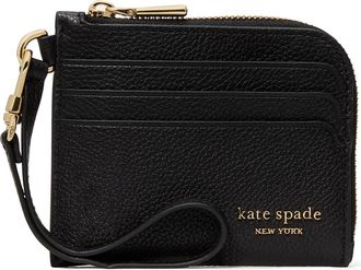 Kate Spade New York Devin Pebble Leather Card Case in Black at Nordstrom