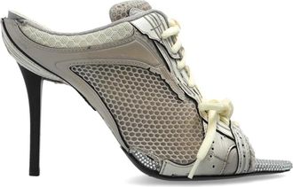 Balenciaga Heeled Mules, female, Gray, Size: 6 US Stapler Heeled Mules