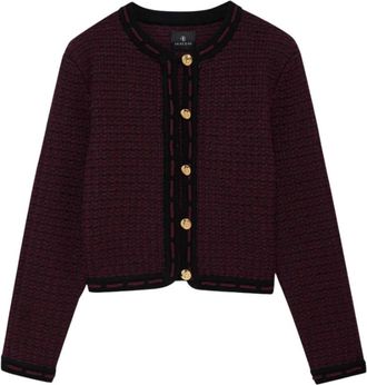 Anine Bing Nora Tweed Cardigan - Dames - Truien - Rood - Maat: M Tweed
