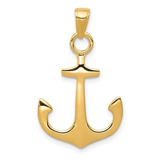 Diamond2Deal 10k Yellow Gold 3-D Anchor Pendant