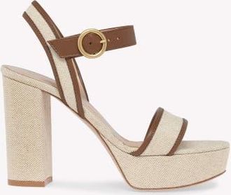Gianvito Rossi Milos Sandals in Brown Fabric And Nappa at Nordstrom, Size 41.5
