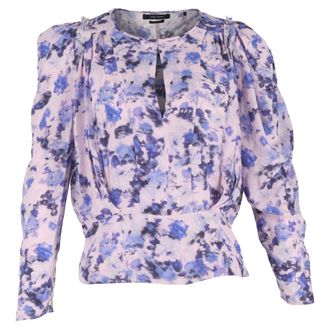 Isabel Marant Zarga Floral-Print Blouse in Purple Silk