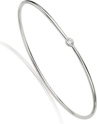 Lily & Roo Silver Single Diamond Style Bangle