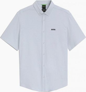 HUGO BOSS Mens Hugo Boss Mens Light Blue Short Sleeved Motion Shirt - Size: 40/Regular