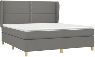 vidaXL Cama Box Spring Con Colch&oacute;n Tela Gris Oscuro 160x200 Cm Vidaxl