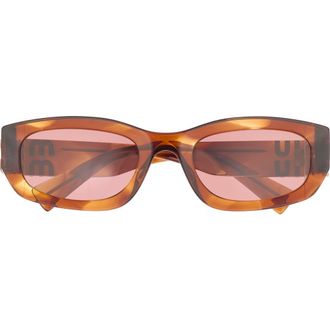 Miu Miu 53mm Irregular Sunglasses in Striped Tobacco /Dark Violet at Nordstrom