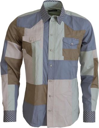 Dolce & Gabbana Multicolor Slim Fit Casual Overhemd - Heren - Casual Overhemden - Veelkleurig - XS - Katoen - Overhemden
