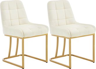 Woltu 2x Sillas Modernas De Terciopelo Para Comedor, Sal&oacute;n, Cocina, Asiento, Crema - Woltu