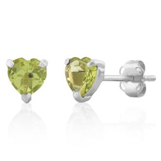 MAX + STONE 14K White or Yellow Gold 3 Prong Heart Shape Gemstone Stud Earrings