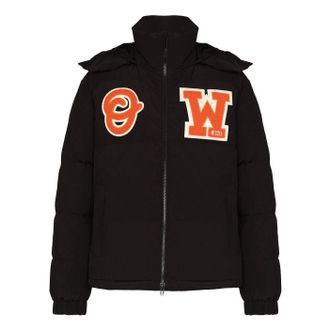 Off-white Mens Off-White FW22 Alphabet Zipper Hooded With Down Feather Jacket Black OMED040C99FAB0011020