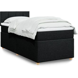 vidaXL Cama Box Spring Con Colch&oacute;n Tela Negro 90x200 Cm Vidaxl
