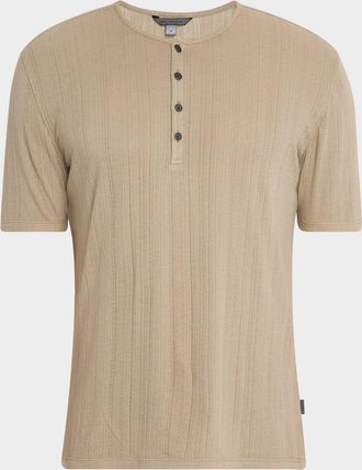 John Varvatos Mens Ciel Ribbed Henley T-Shirt
