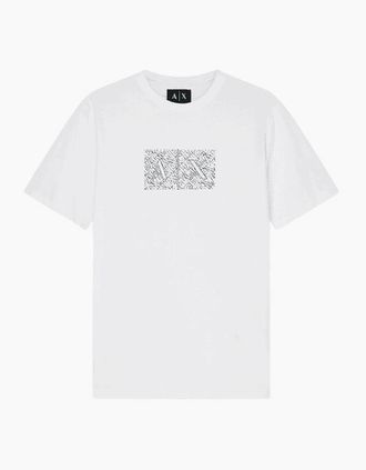 A|X Armani Exchange Mens Slim Fit Outline Logo White T-Shirt - Size: 40