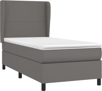 vidaXL Cama Box Spring Con Colch&oacute;n Cuero Sint&eacute;tico Gris 80x200 Cm Vidaxl