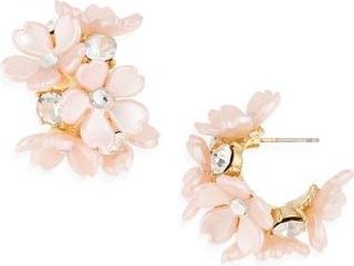 Natasha Flower Huggie Earrings in Gold/Pink at Nordstrom Rack