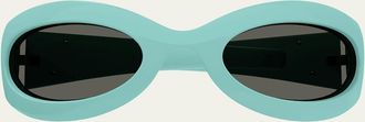 Gucci Mens GG-Logo Plaque Oval Sunglasses