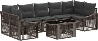 vidaXL Conjunto De Sof&aacute;s De Jard&iacute;n 8 Uds. Gris Y Gris Oscuro Vidaxl