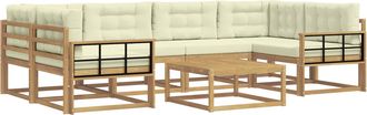 vidaXL Conjunto De Sof&aacute;s De Exterior 5 Uds. Blanco Y Crema Vidaxl