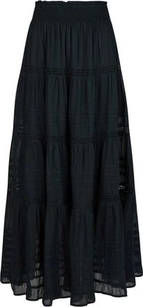 Neo Noir Elegante Kant Rok Navy - Dames - Maxi Rokken - Blauw - M - Katoen - Rokken