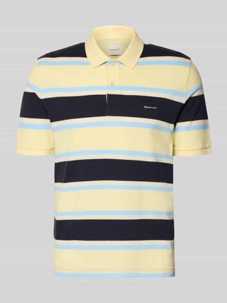GANT Slim Fit Poloshirt mit Logo-Stitching in Hellgelb, Gr&ouml;&szlig;e XXXL